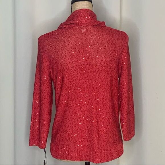 Emaline Petite Sparkly Red Cowlneck Sweater NWT - Picture 2 of 12